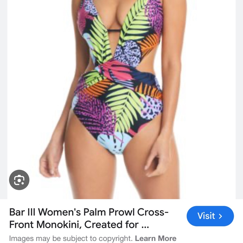 Bar III Women's Vibrant Palm Print One Piece